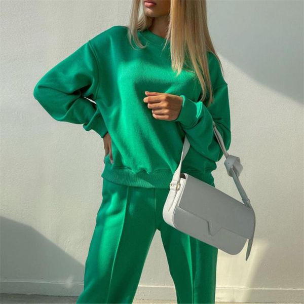 women's two piece pants set casual solid streetwear sets cotton o-neck sweatshirt and width-leg pant 2 women, White
women's two piece pants set casual solid streetwear sets cotton o-neck sweatshirt and width-leg pant 2 women, White