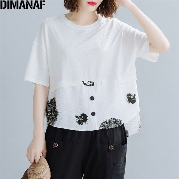 women t-shirt female vintage patchwork polka dot short sleeve summer style buttons red black o-neck loose 210531, White
women t-shirt female vintage patchwork polka dot short sleeve summer style buttons red black o-neck loose 210531, White