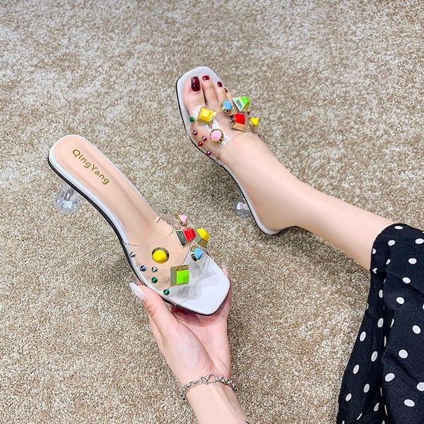 slippers crystal women summer thick-heeled transparent soft-face ladies colorful shoes woman, Black
slippers crystal women summer thick-heeled transparent soft-face ladies colorful shoes woman, Black