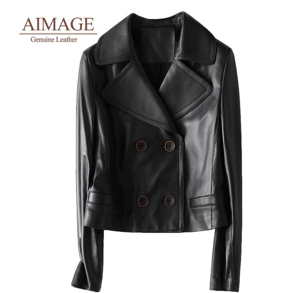 women's leather & faux spring women real stylish sheep skin overcoats biker lady pockets outwear double button black cool moto py091
women's leather & faux spring women real stylish sheep skin overcoats biker lady pockets outwear double button black cool moto py091