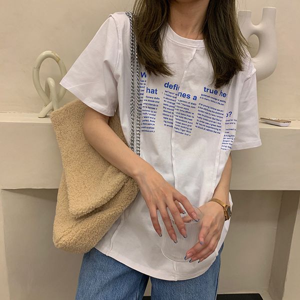 3Colors 2021 Summer korean style Letter Print Short Sleeve t-shirt Womens Loose tops Tees shirt femme (F4235), White
3Colors 2021 Summer korean style Letter Print Short Sleeve t-shirt Womens Loose tops Tees shirt femme (F4235), White