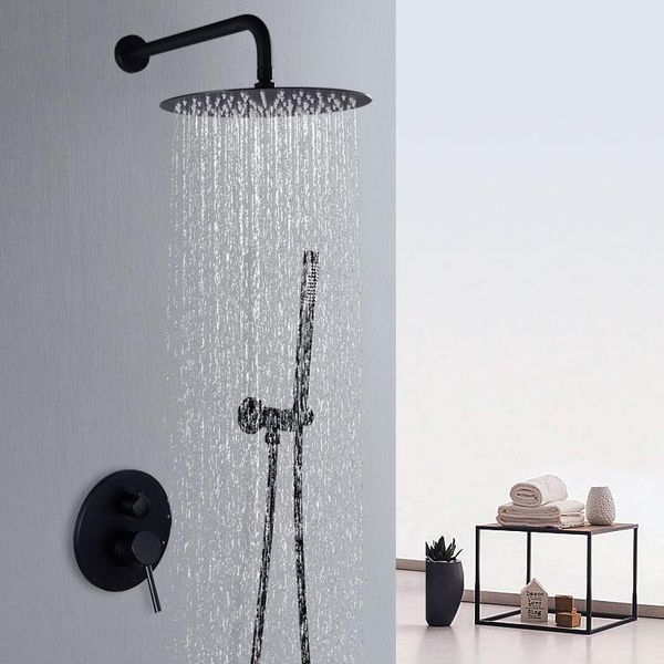 matte black shower set bathroom faucet wall mount arm diverter mixer handheld spray sets with 10" rian head kit
matte black shower set bathroom faucet wall mount arm diverter mixer handheld spray sets with 10" rian head kit