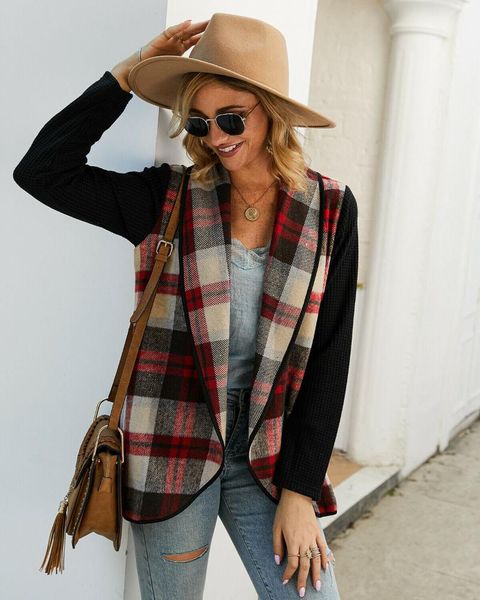 women's jackets vintage women casual mid coat lapel waterfall plaid jacket ladies long sleeve cardigan slim suit waistcoat, Black;brown
women's jackets vintage women casual mid coat lapel waterfall plaid jacket ladies long sleeve cardigan slim suit waistcoat, Black;brown