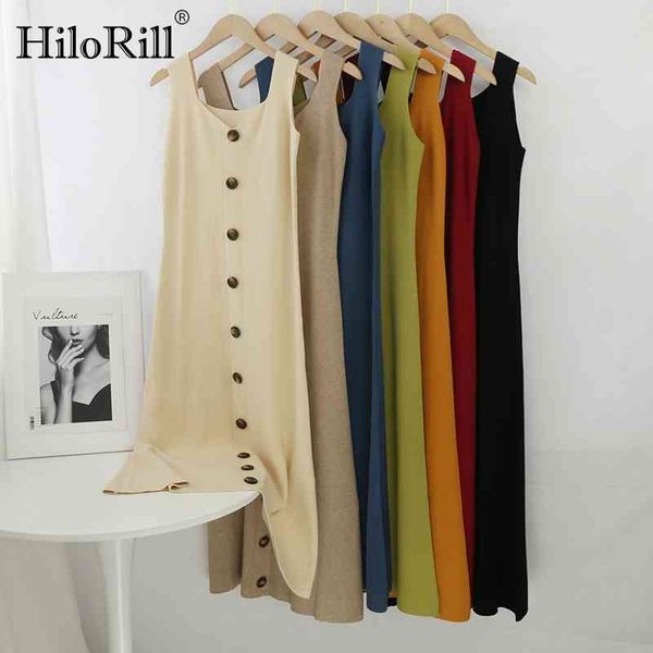women chic knitted midi dresses solid v neck sleeveless base single breasted casual sling robe femme 210508, Black;gray
women chic knitted midi dresses solid v neck sleeveless base single breasted casual sling robe femme 210508, Black;gray