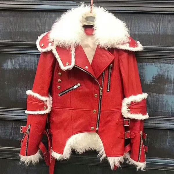 women's fur & faux locomotive style leather genuine mongolia sheep wool women slim real ladies winter sheepskin clothing, Black
women's fur & faux locomotive style leather genuine mongolia sheep wool women slim real ladies winter sheepskin clothing, Black