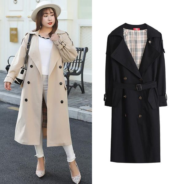 women's trench coats autumn 4xl plus size female mid-long leisure double-breasted slender windbreak coat women with belt, Tan;black
women's trench coats autumn 4xl plus size female mid-long leisure double-breasted slender windbreak coat women with belt, Tan;black