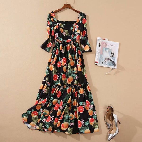 casual dresses european and american women's clothing winter style square neck with seven-point sleeves orange printing fashion dress 2, Black;gray
casual dresses european and american women's clothing winter style square neck with seven-point sleeves orange printing fashion dress 2, Black;gray