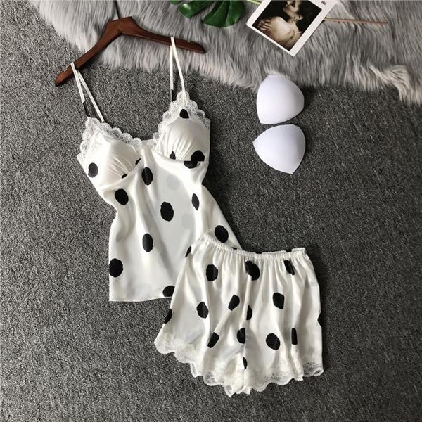 pajamas set 2pcs womens sleepwears lace silk satin summer polka dot lingerie spaghetti strap elegant sleeveless nightwear, Black;red
pajamas set 2pcs womens sleepwears lace silk satin summer polka dot lingerie spaghetti strap elegant sleeveless nightwear, Black;red