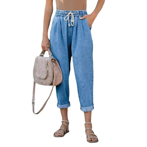 women's jeans drawstring elastic waist denim for women solid color loose casual straight jean pants pantalon pour femme, Blue
women's jeans drawstring elastic waist denim for women solid color loose casual straight jean pants pantalon pour femme, Blue
