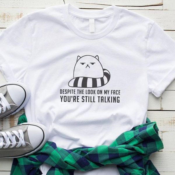 women's t-shirt despite the look on my face cat short sleeve 100% cotton funny letter print graphic o neck tshirt drop, White
women's t-shirt despite the look on my face cat short sleeve 100% cotton funny letter print graphic o neck tshirt drop, White