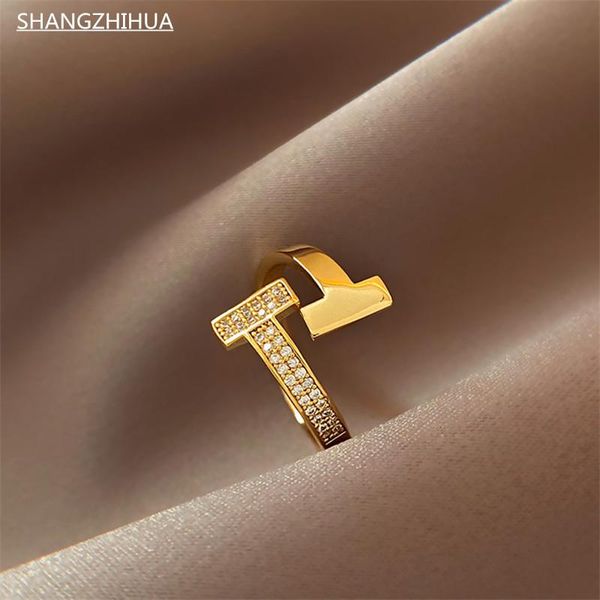cluster rings shangzhihua classic simple letter t luxury zircon open adjustable ring for women unusual party jewelry gift, Golden;silver
cluster rings shangzhihua classic simple letter t luxury zircon open adjustable ring for women unusual party jewelry gift, Golden;silver