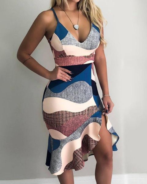 women summer colorblock spaghetti strap sleeveless mini dress v-neck casual lady slit ruffles irregular hem party outfit dresses, Black;gray
women summer colorblock spaghetti strap sleeveless mini dress v-neck casual lady slit ruffles irregular hem party outfit dresses, Black;gray