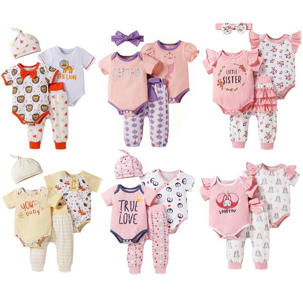 clothing sets 0-24m born infant baby girl four-piece clothes set pink printed pattern short sleeve rompers pants and cap 6colors, White
clothing sets 0-24m born infant baby girl four-piece clothes set pink printed pattern short sleeve rompers pants and cap 6colors, White