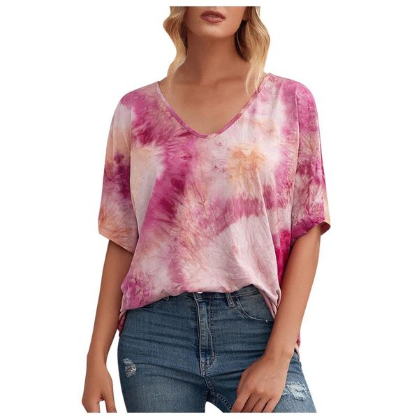 women's t-shirt tie-dye printed v neck pullover short sleeve t shirt women loose causal tees summer 2021 cotton ladies multicolor, White
women's t-shirt tie-dye printed v neck pullover short sleeve t shirt women loose causal tees summer 2021 cotton ladies multicolor, White