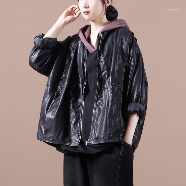 spring and autumn clothing 2021 female korean version loose large size layered stitching zipper leather jacket trend women's & faux, Black
spring and autumn clothing 2021 female korean version loose large size layered stitching zipper leather jacket trend women's & faux, Black