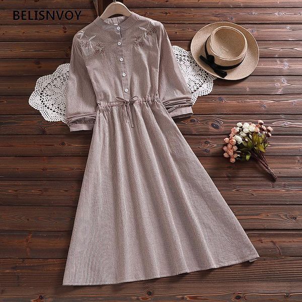 mori girl autumn spring women elegant dress floral embroidery vintage striped casual vestidos femininos sweet cotton lady dresses, Black;gray
mori girl autumn spring women elegant dress floral embroidery vintage striped casual vestidos femininos sweet cotton lady dresses, Black;gray