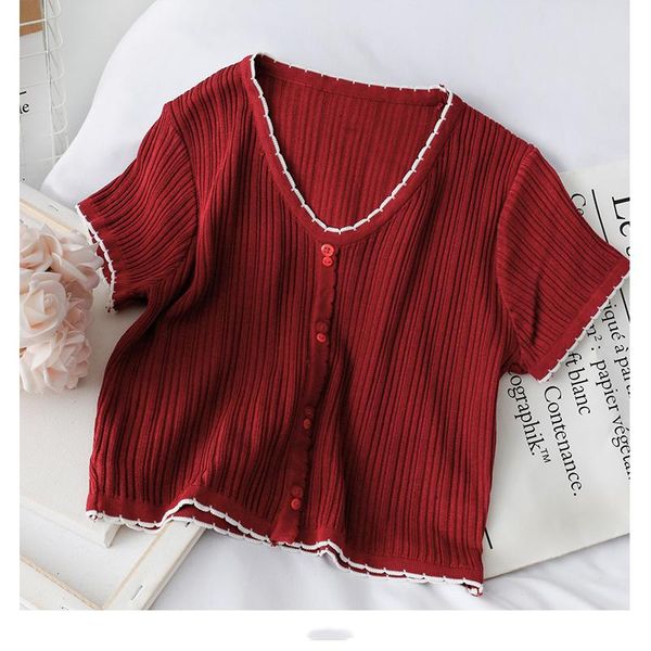 women's t-shirt t-shirts women knitted lovely style crop tees female buttoned up v-neck solid short sleeve casual 2021 summer for, White
women's t-shirt t-shirts women knitted lovely style crop tees female buttoned up v-neck solid short sleeve casual 2021 summer for, White