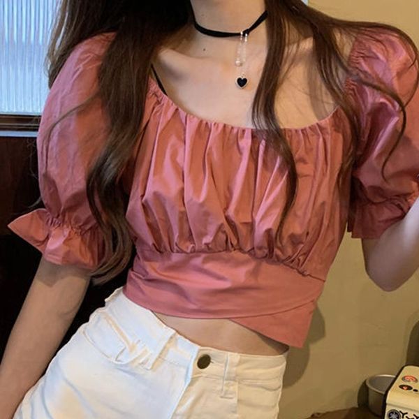 summer crop women fashion puff sleeve t-shirt for girls women's solid halter harajuku clothing, White
summer crop women fashion puff sleeve t-shirt for girls women's solid halter harajuku clothing, White