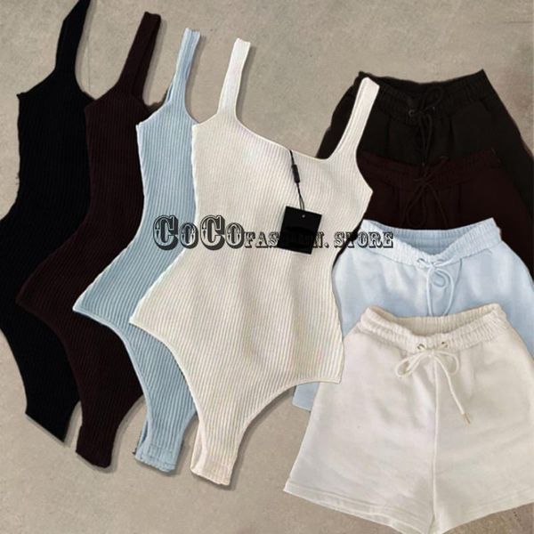 women's tracksuits 2021 fashion clothing 2 piece set women sleeveless jumpsuit high waist loose lace up shorts outfits woman clothe, Gray