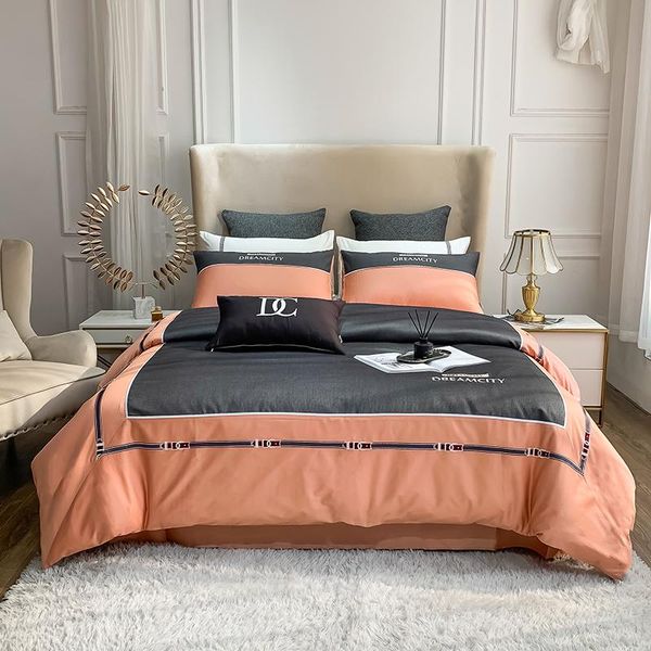 luxury 600tc egyptian cotton embroidery bedding set orange gray splicing duvet cover flat/fitted sheet pillowcases home textiles sets
luxury 600tc egyptian cotton embroidery bedding set orange gray splicing duvet cover flat/fitted sheet pillowcases home textiles sets