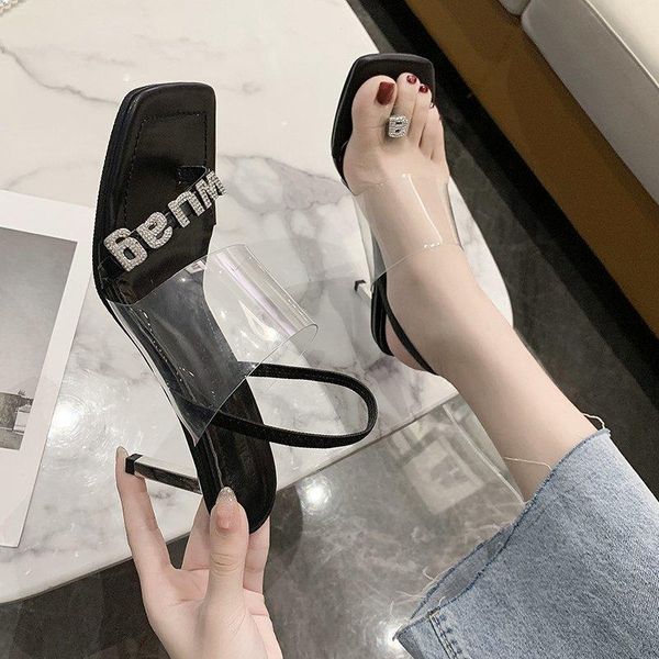 sandals transparent word belt women's shoes 2021 summer exquisite letters rhinestone square toe fashion high heels, Black
sandals transparent word belt women's shoes 2021 summer exquisite letters rhinestone square toe fashion high heels, Black