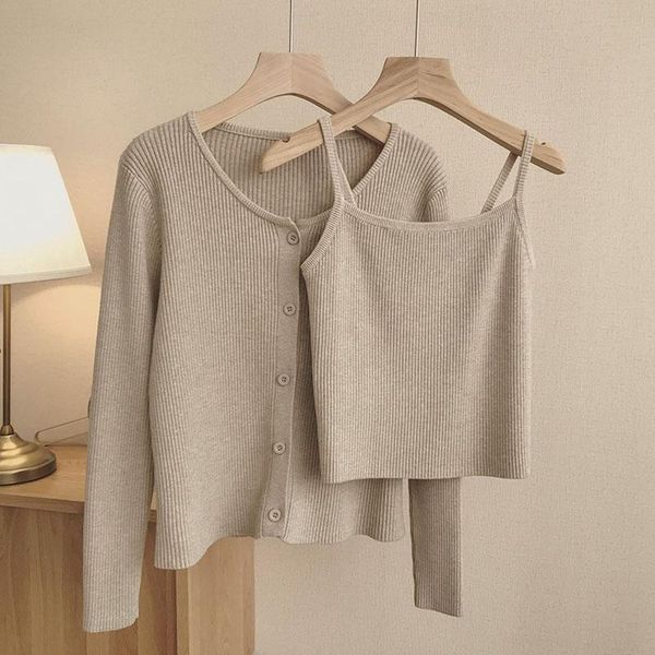women's knits & tees 2021 autumn casual korean-style khaki o-neck slim-fit two-pieces knitted sweater cardigan women, White
women's knits & tees 2021 autumn casual korean-style khaki o-neck slim-fit two-pieces knitted sweater cardigan women, White