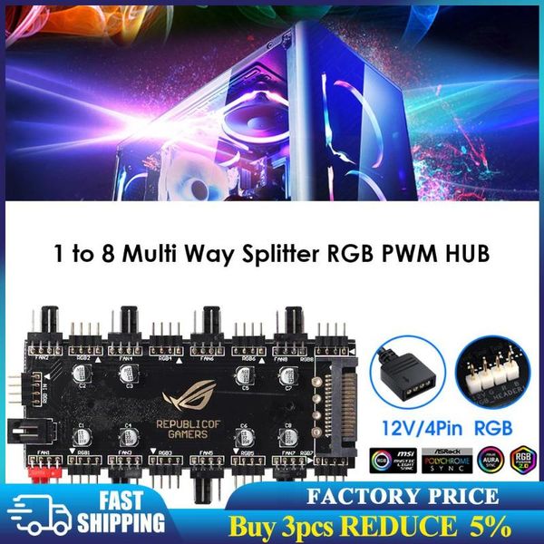 to 8 multi way splitter rgb pwm hub for pc fan cooler motherboard 12v/4 pin led strip light adapter powered by sata/large 4d fans & coolings
to 8 multi way splitter rgb pwm hub for pc fan cooler motherboard 12v/4 pin led strip light adapter powered by sata/large 4d fans & coolings