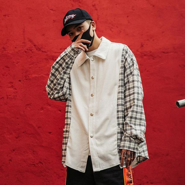 men's casual shirts 2021 long-sleeved lapel shirt contrast color single-breasted fashion jacket loose hip-hop trend, White;black
men's casual shirts 2021 long-sleeved lapel shirt contrast color single-breasted fashion jacket loose hip-hop trend, White;black