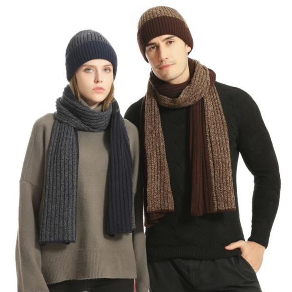 women and men wool hat sets color matching knitted hats thickened scarf gloves three piece set, Blue;gray
women and men wool hat sets color matching knitted hats thickened scarf gloves three piece set, Blue;gray