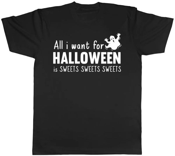 all i want for halloween is sweets mens womens ladies tee t shirt, White;black
all i want for halloween is sweets mens womens ladies tee t shirt, White;black