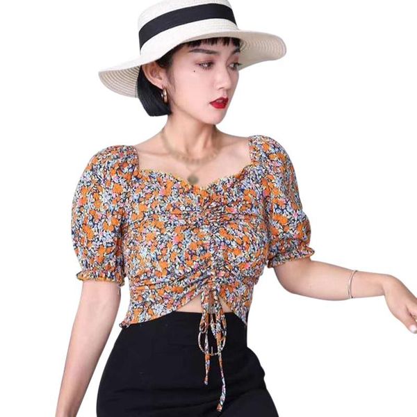 women's summer shirt fashion blusas mulher verao square collar sweet pleated small floral print short chiffon shirts blouses &, White
women's summer shirt fashion blusas mulher verao square collar sweet pleated small floral print short chiffon shirts blouses &, White