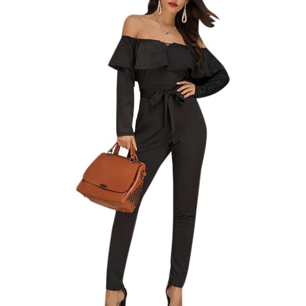 women's jumpsuits & rompers women jumpsuit ruffle long sleeve black romper off shoulder with belt clothing casual for, Black;white
women's jumpsuits & rompers women jumpsuit ruffle long sleeve black romper off shoulder with belt clothing casual for, Black;white
