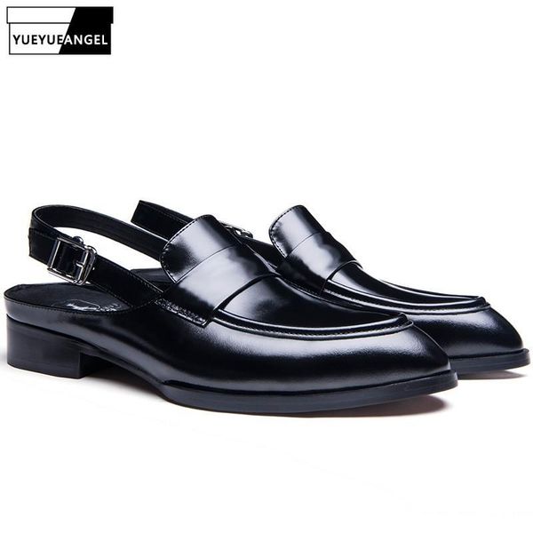 sandals genuine leather pointed toe men 2021 summer elegant dress shoes designer hole breathable buckle, Black
sandals genuine leather pointed toe men 2021 summer elegant dress shoes designer hole breathable buckle, Black