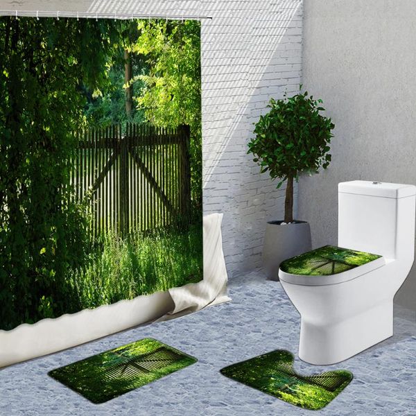 shower curtains wooden fence with green branches and leaves curtain fabric 4pcs set european scenery bath decor bathroom products
shower curtains wooden fence with green branches and leaves curtain fabric 4pcs set european scenery bath decor bathroom products