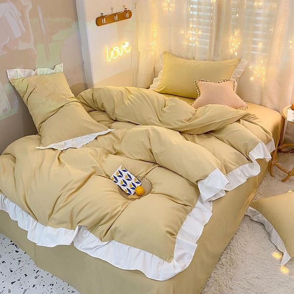 bedding sets 4pcs thicken all season cotton simple solid color washed lotus leaf lace duvet cover set bed sheet pillowcase
bedding sets 4pcs thicken all season cotton simple solid color washed lotus leaf lace duvet cover set bed sheet pillowcase