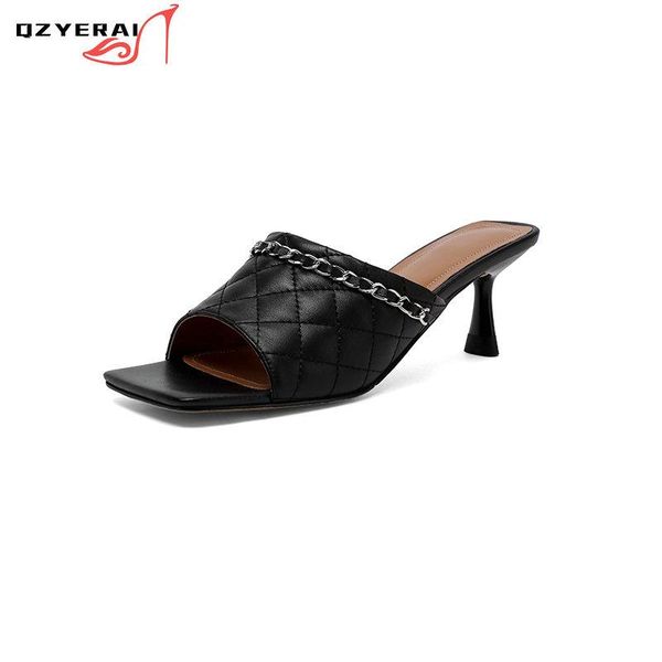 slippers 2021 summer women european concise fashion genuine leather high heels shoes outdoor party slides sandals, Black
slippers 2021 summer women european concise fashion genuine leather high heels shoes outdoor party slides sandals, Black