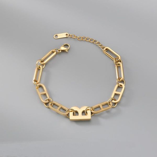 link, chain 2021 design gold colour metal letter b bracelet stainless steel for women bangles jewelry, Black
link, chain 2021 design gold colour metal letter b bracelet stainless steel for women bangles jewelry, Black