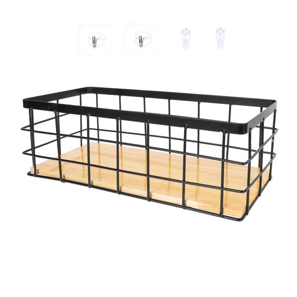 storage baskets 1 set sturdy home wall-mounted rack iron basket hanging with wood board (black)
storage baskets 1 set sturdy home wall-mounted rack iron basket hanging with wood board (black)
