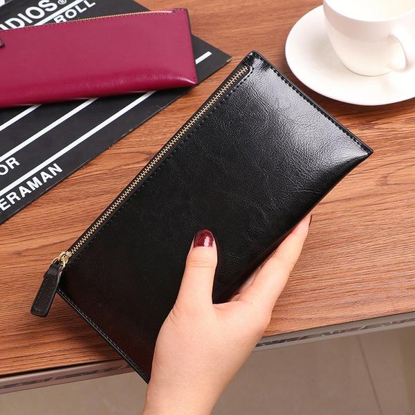 wallets korean ladies oil wax long wallet zipper leather thin soft simple fashion multifunctional card holder, Red;black
wallets korean ladies oil wax long wallet zipper leather thin soft simple fashion multifunctional card holder, Red;black