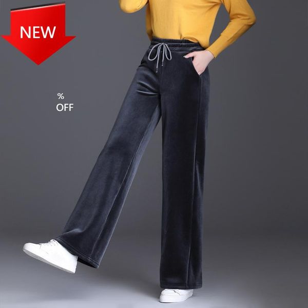 wide leg pants female 2021 winter warm thick double velvet korean fashion elegant tide trouser for women high waist causal women's & ca, Black;white
wide leg pants female 2021 winter warm thick double velvet korean fashion elegant tide trouser for women high waist causal women's & ca, Black;white