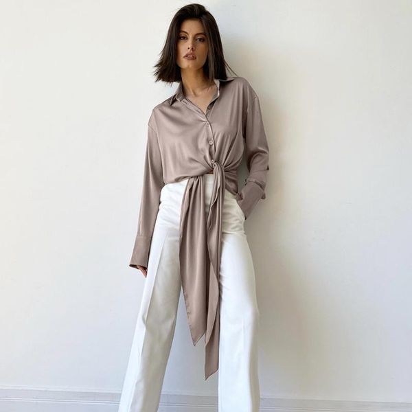 women's blouses & shirts satin drape brown black shirt women blouse office ladies elegant clothing solid irregular long sleeve, White
women's blouses & shirts satin drape brown black shirt women blouse office ladies elegant clothing solid irregular long sleeve, White