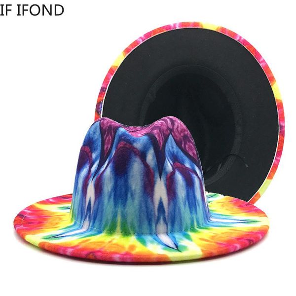 wide brim hats 2022 colorful hat fashion tie deyed felt fedoras for men women british style elegant lady jazz cap, Blue;gray
wide brim hats 2022 colorful hat fashion tie deyed felt fedoras for men women british style elegant lady jazz cap, Blue;gray