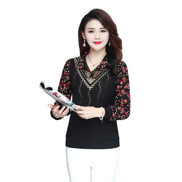 women's blouses & shirts 2021 floral print sequined middle aged women turn down collar long sleeve patchwork plus size clothes mother, White
women's blouses & shirts 2021 floral print sequined middle aged women turn down collar long sleeve patchwork plus size clothes mother, White
