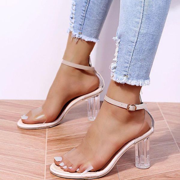 sandals summer women ankle strap transparent pvc buckle square heel 7.5cm high heels shoes pumps, Black
sandals summer women ankle strap transparent pvc buckle square heel 7.5cm high heels shoes pumps, Black