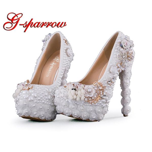 special design wedding shoes white pearl high heel bride dress flower and lovely bear platform prom party pumps large size, Black
special design wedding shoes white pearl high heel bride dress flower and lovely bear platform prom party pumps large size, Black