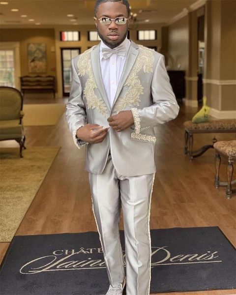 men's suits & blazers luxury silver men 2 pieces appliqued beads custom made formal wedding for man fit slim coat+pant, White;black
men's suits & blazers luxury silver men 2 pieces appliqued beads custom made formal wedding for man fit slim coat+pant, White;black