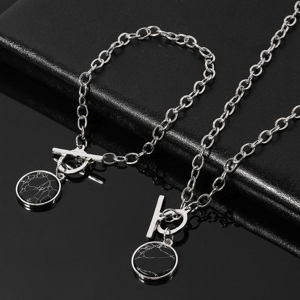 pendant necklaces minimalist casual neck chain and bracelet for women round marble pendants hiphop female fashion jewelry necklace, Silver
pendant necklaces minimalist casual neck chain and bracelet for women round marble pendants hiphop female fashion jewelry necklace, Silver