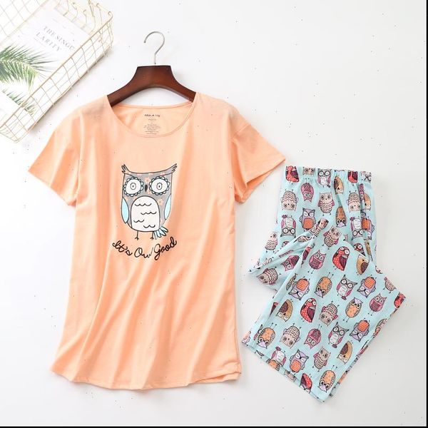 summer pajamas cotton cute print womens sleepwears owl pajama set capris elastic waist plus size lounge pijamas s92904, Black;red
summer pajamas cotton cute print womens sleepwears owl pajama set capris elastic waist plus size lounge pijamas s92904, Black;red