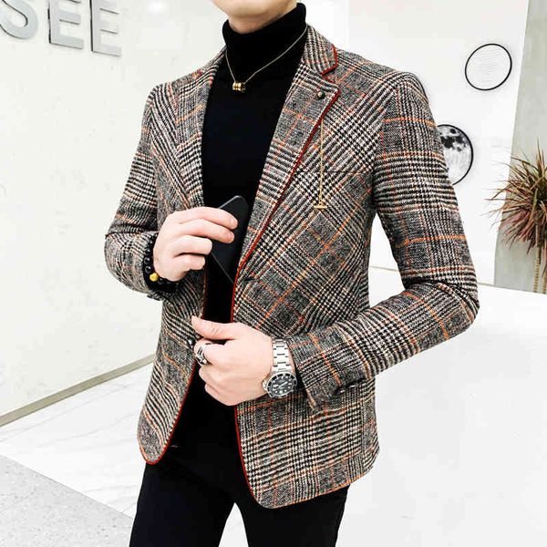 men's suits & blazers british style plaid blazer for men suit jacket casual woolen wedding dress coat single business male button veste, White;black
men's suits & blazers british style plaid blazer for men suit jacket casual woolen wedding dress coat single business male button veste, White;black