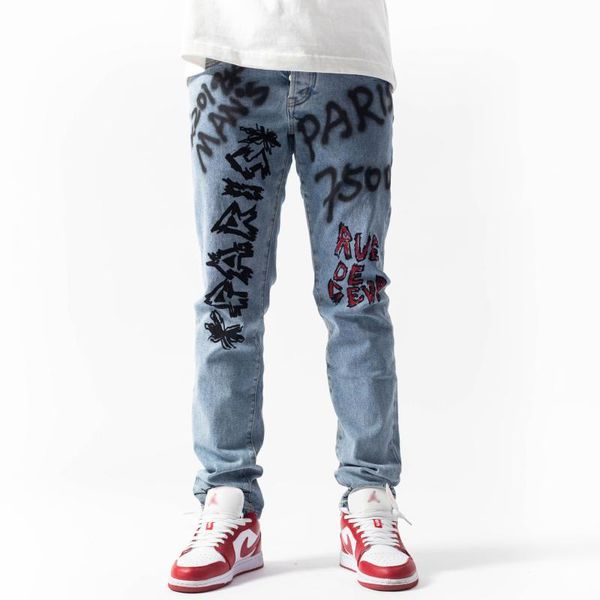 men's jeans male trousers 2021 fashion casual english printing letter printed high street trend slim men denim pants, Blue
men's jeans male trousers 2021 fashion casual english printing letter printed high street trend slim men denim pants, Blue